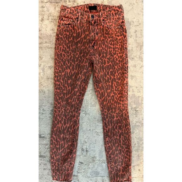 MOTHER Looker High-Rise Leopard Ankle Fray Skinny Jeans in Animal Attraction Siz - Picture 5 of 12